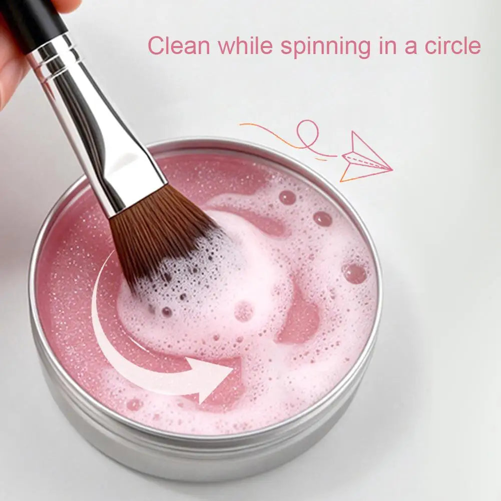 Solid Makeup Brush Cleaner Soap with Silicone Scrubbing Mat