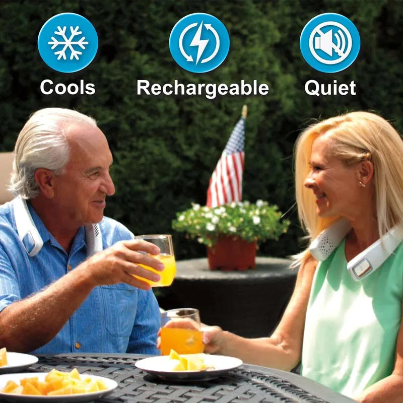 Portable Bladeless Neck Fan - 3-Speed USB Rechargeable Air Cooler
