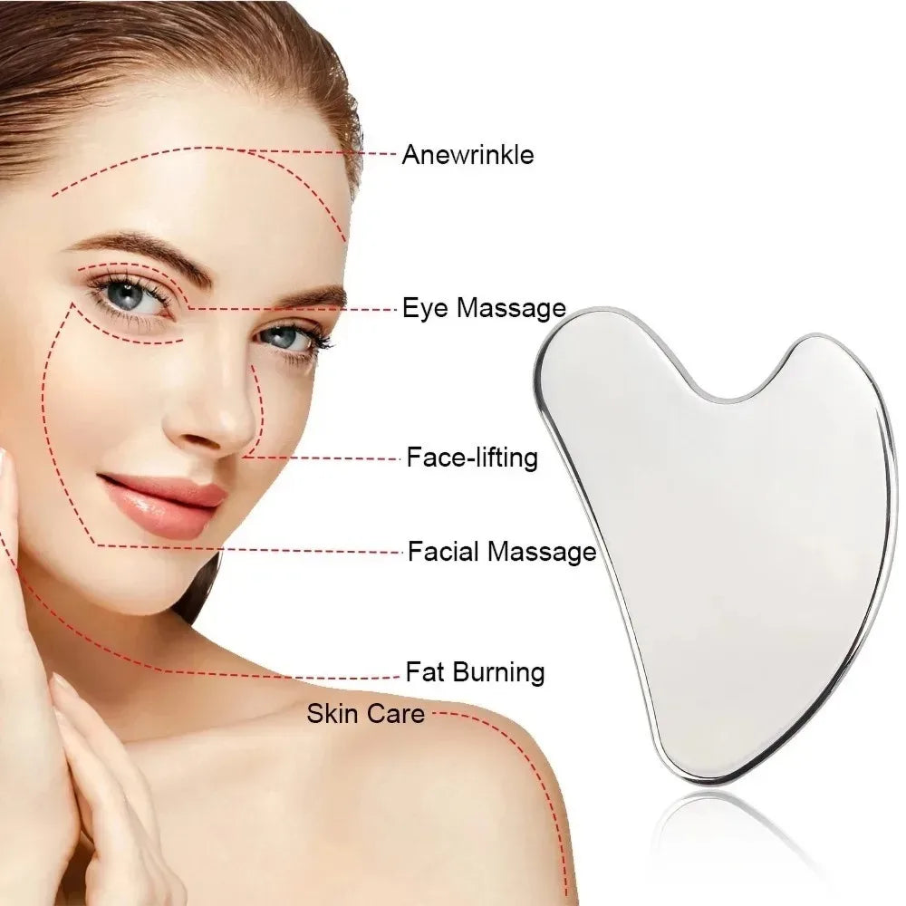 Premium Stainless Steel Facial Roller & Gua Sha Set with Ice Roller Mold
