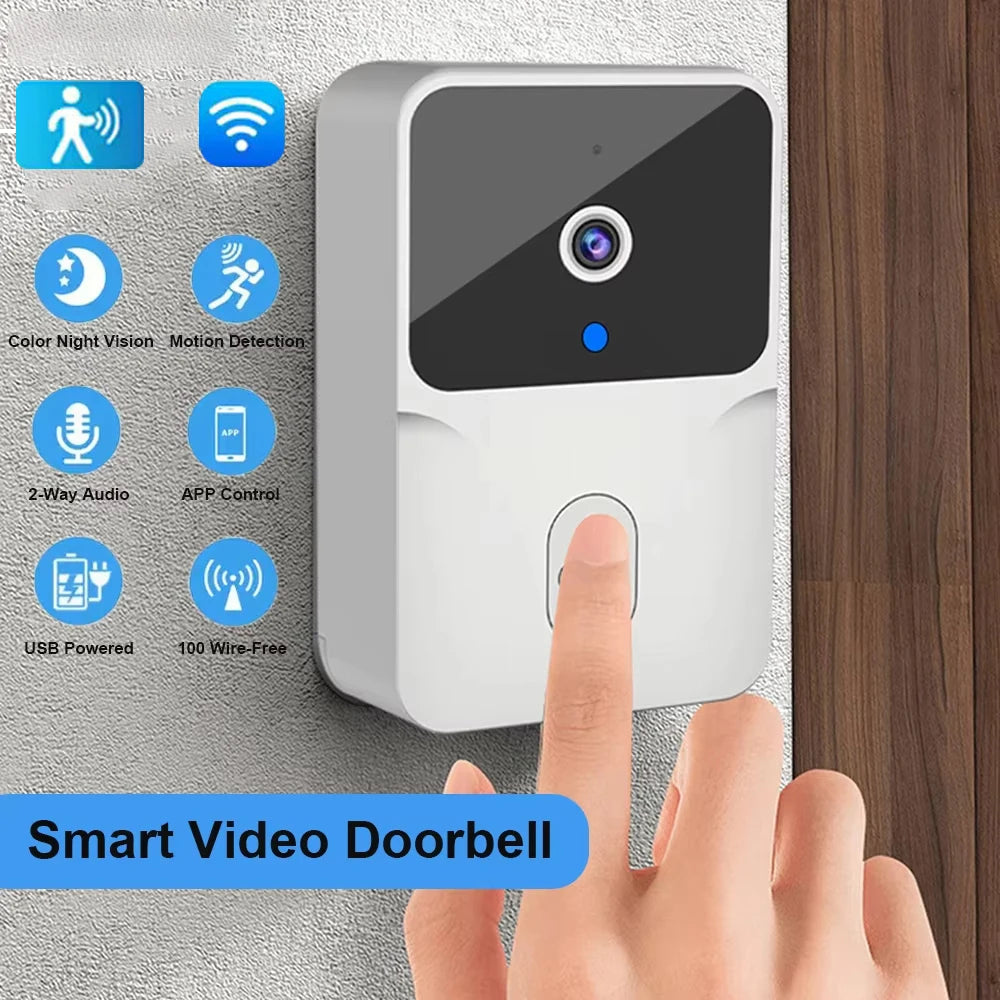 Wireless WiFi Video Doorbell - HD Smart Home Security Camera with Two-Way Audio, Night Vision & Voice Changer