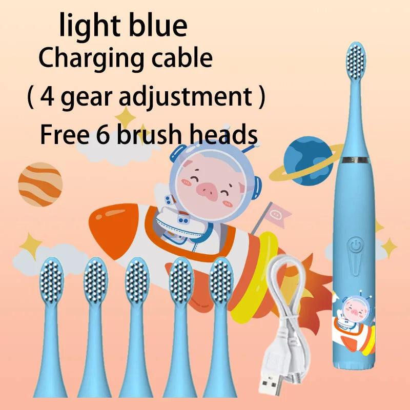Sonic Buddy Kids Electric Toothbrush with 6 Replacement Heads