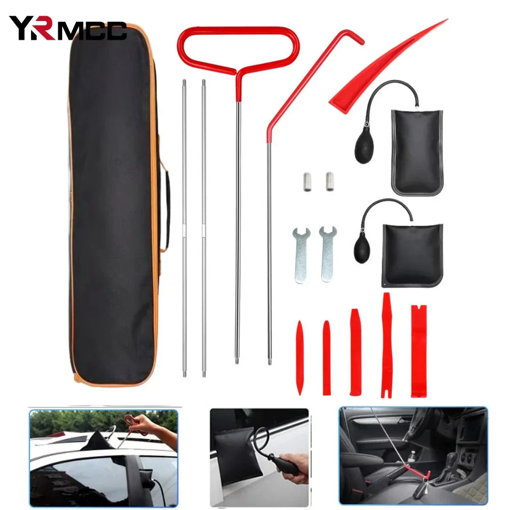 Professional Car Emergency Lockout Kit - Long Reach Grabber & Air Pump Wedge Tool Set
