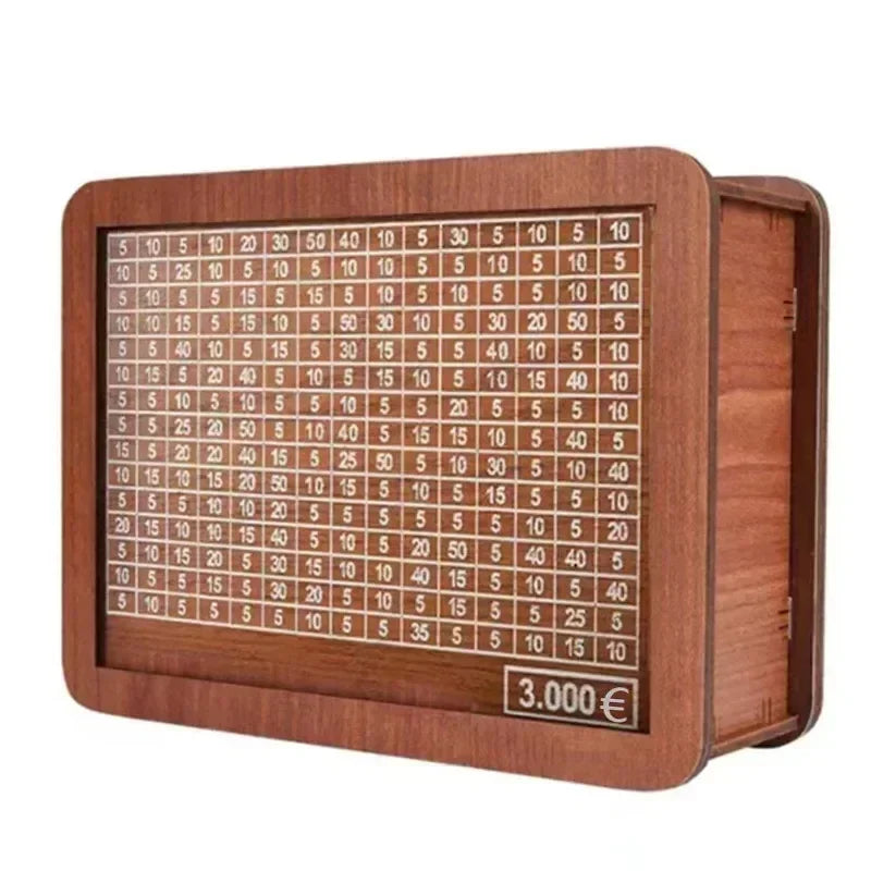 Wooden Money Box with Incremental Saving Goals