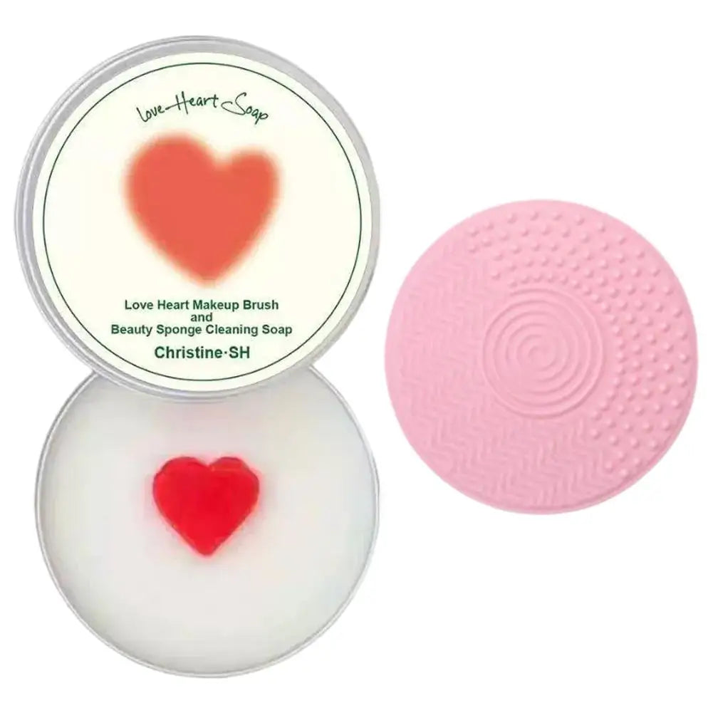 Solid Makeup Brush Cleaner Soap with Silicone Scrubbing Mat