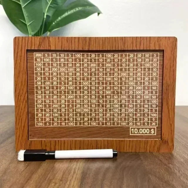 Wooden Money Box with Incremental Saving Goals