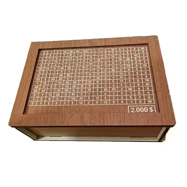 Wooden Money Box with Incremental Saving Goals