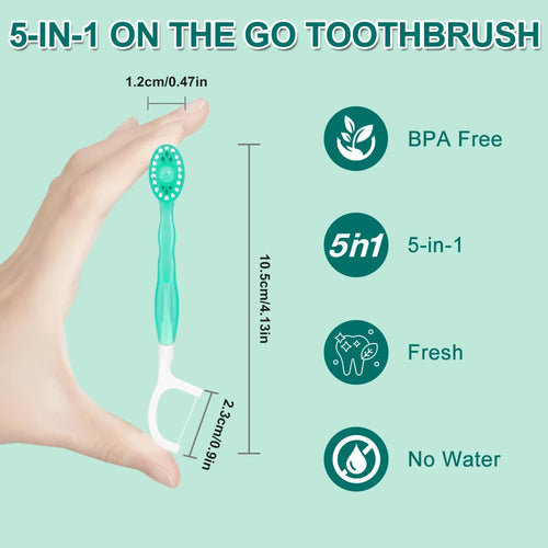 12-Pcs Mini Disposable Travel Toothbrushes with Built-in Gel Bead