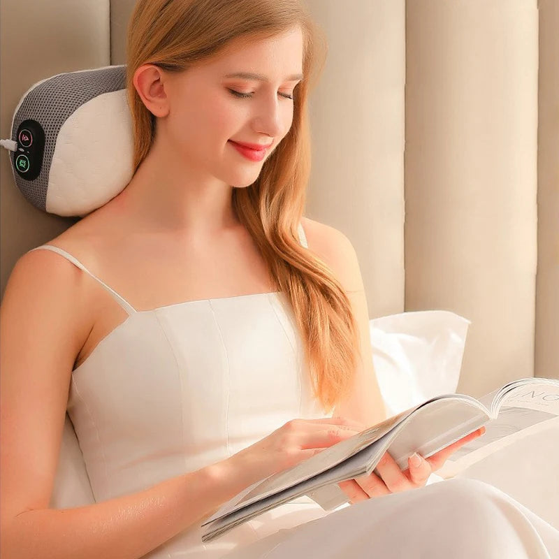Heated Memory Foam Neck & Lumbar Massage Pillow - USB Powered