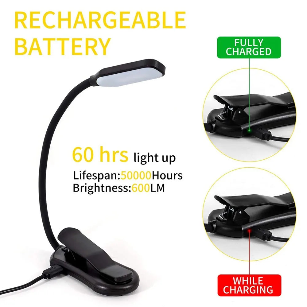 LuminaRead: Rechargeable 3-Mode LED Book Light
