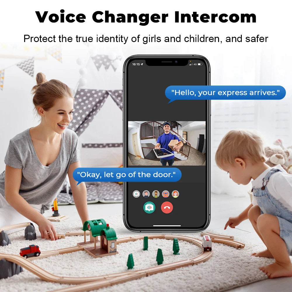 Wireless WiFi Video Doorbell - HD Smart Home Security Camera with Two-Way Audio, Night Vision & Voice Changer