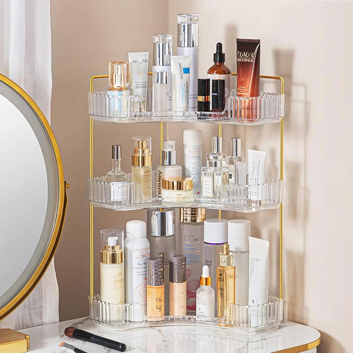 Acrylic Corner Vanity Organizer for Makeup & Perfume