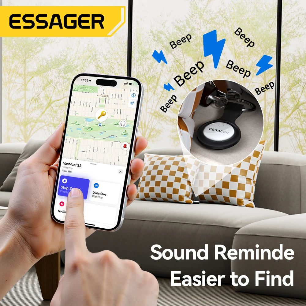 ESSAGER SmartTag Bluetooth Tracker - GPS Anti-Lost Locator for Keys & Pets