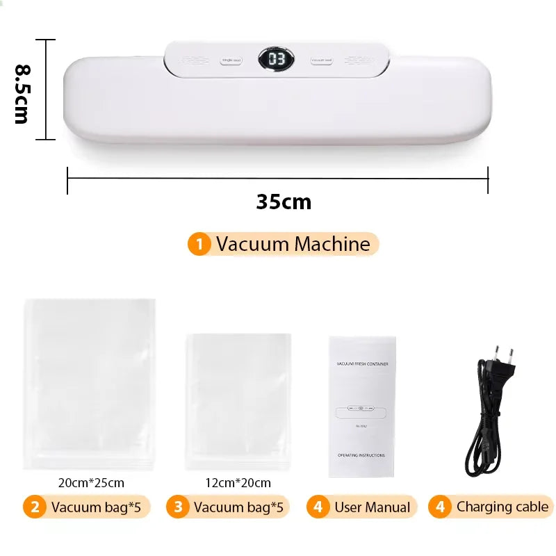 Compact Vacuum Sealer Machine - 60kPa Powerful Food Saver