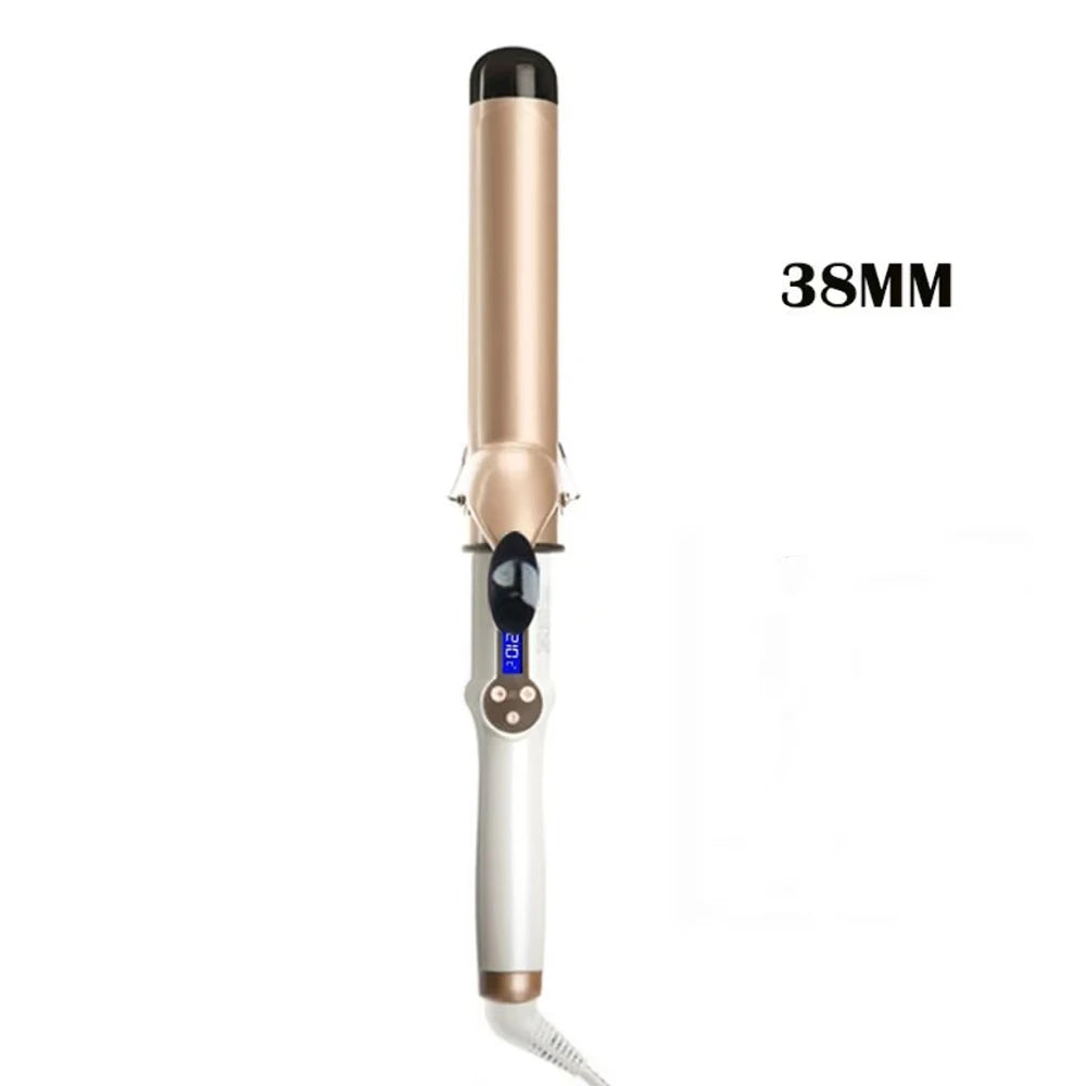 Professional Ceramic Hair Curling Iron - Multiple Sizes (9mm to 38mm) - Electric Salon Styling Wand with LCD Temperature Control