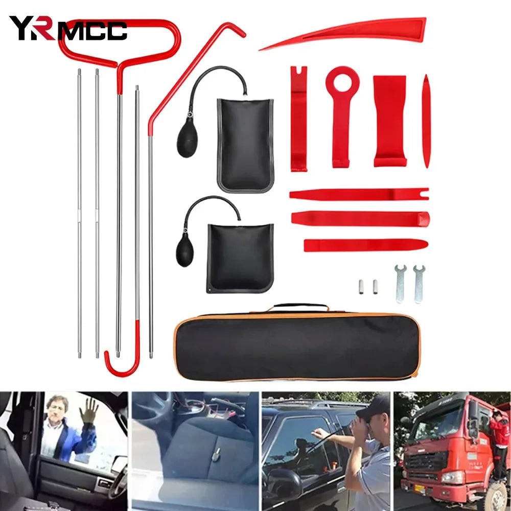 Professional Car Emergency Lockout Kit - Long Reach Grabber & Air Pump Wedge Tool Set