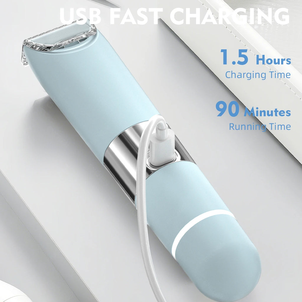 Professional Electric Body Trimmer - Portable 2-in-1 Shaver for Facial & Body Hair