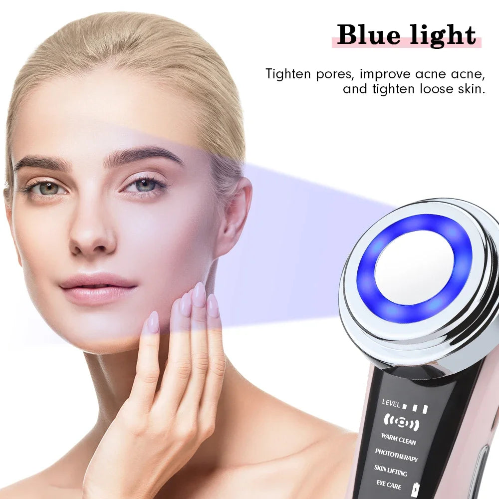 5-in-1 LED Light Therapy Facial Massager - Sonic Ion Skin Tightening Device