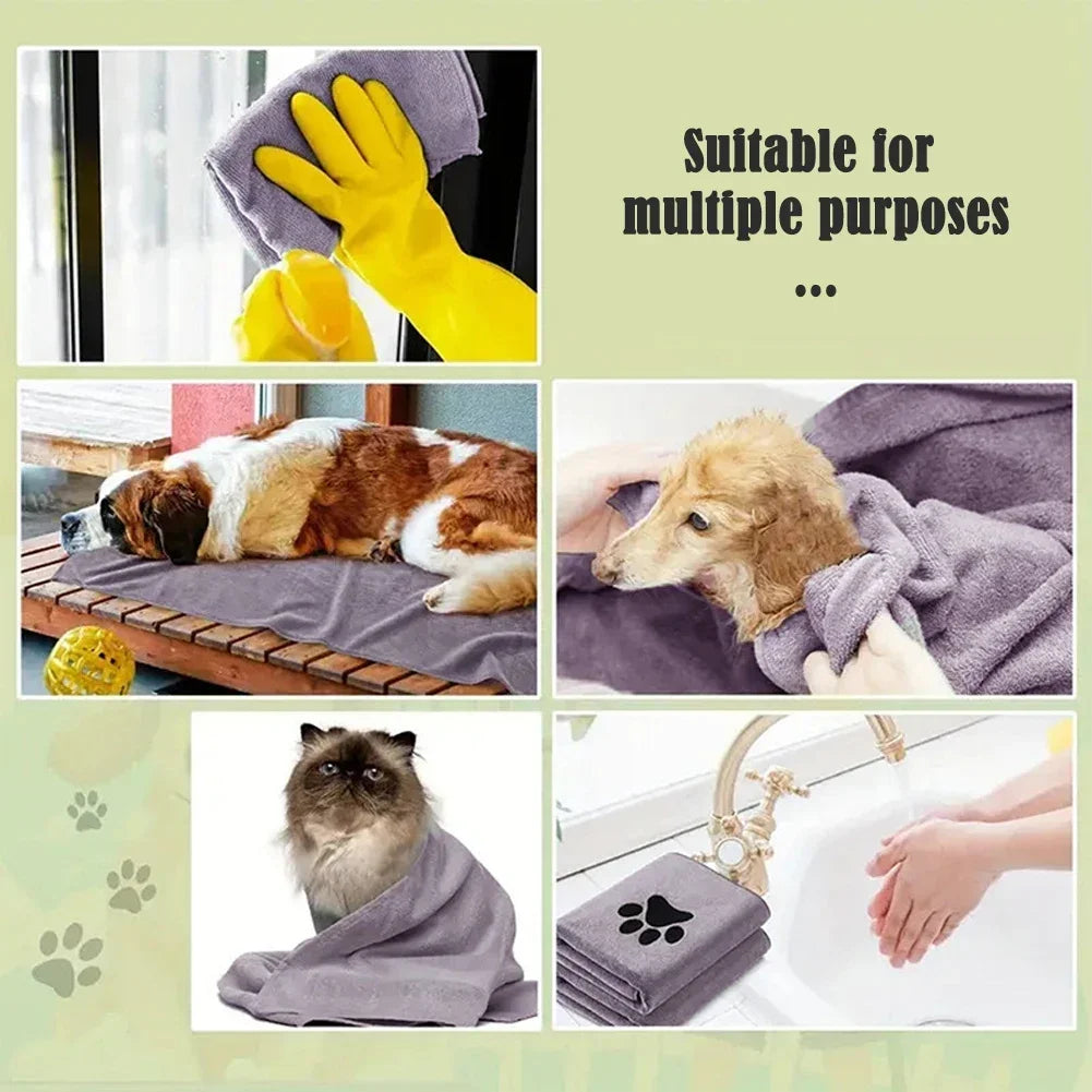 High-Absorbent Microfiber Pet Bath Towel for Dogs and Cats