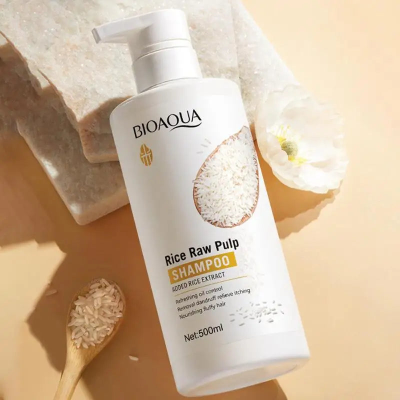 Bioaqua Rice Raw Pulp Shampoo – Strengthening & Moisturizing Formula