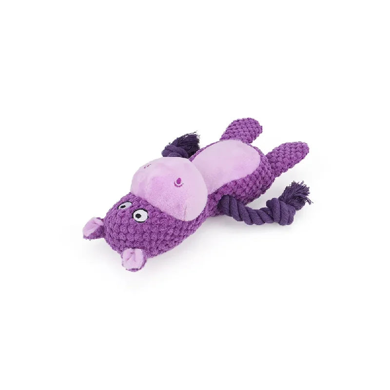 Cute Squeaky Plush Dog Toy with Durable Chew Ropes