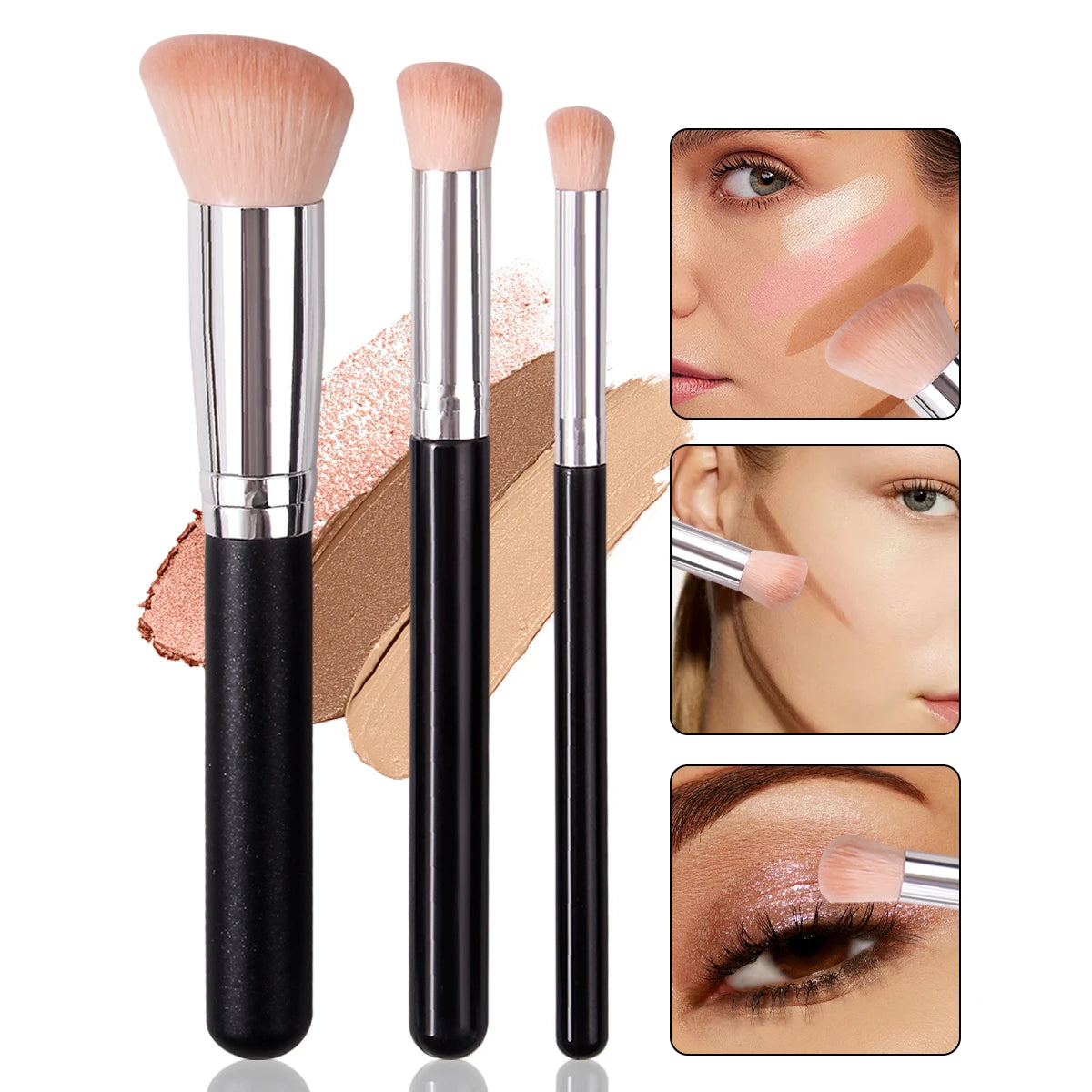 Premium Foundation & Concealer Brush Set - Flawless Blending Trio
