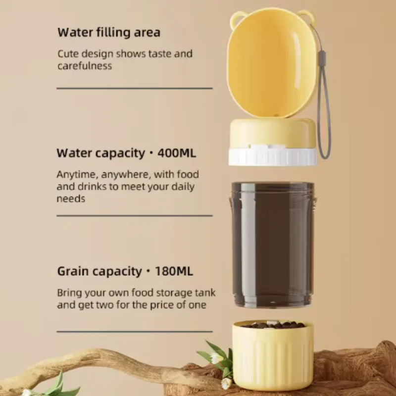 2-in-1 Portable Dog Water Bottle and Food Container