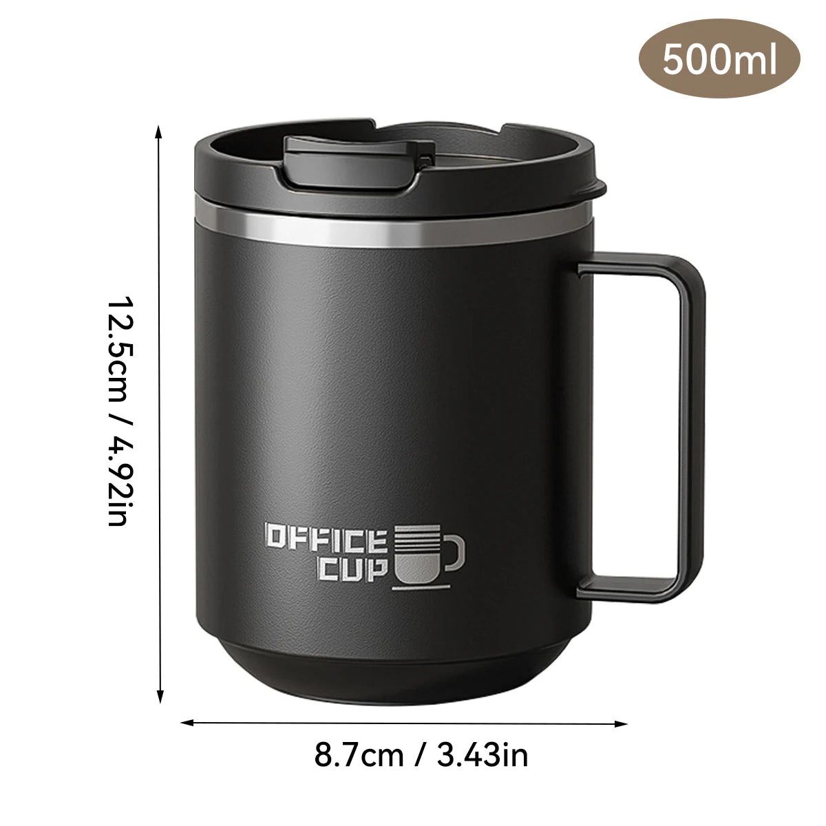 WORTHBUY Insulated Stainless Steel Coffee Mug with Handle (500ml)