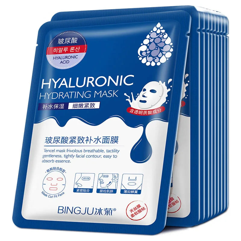 10-Pcs Hyaluronic Acid Hydrating Facial Sheet Mask Set