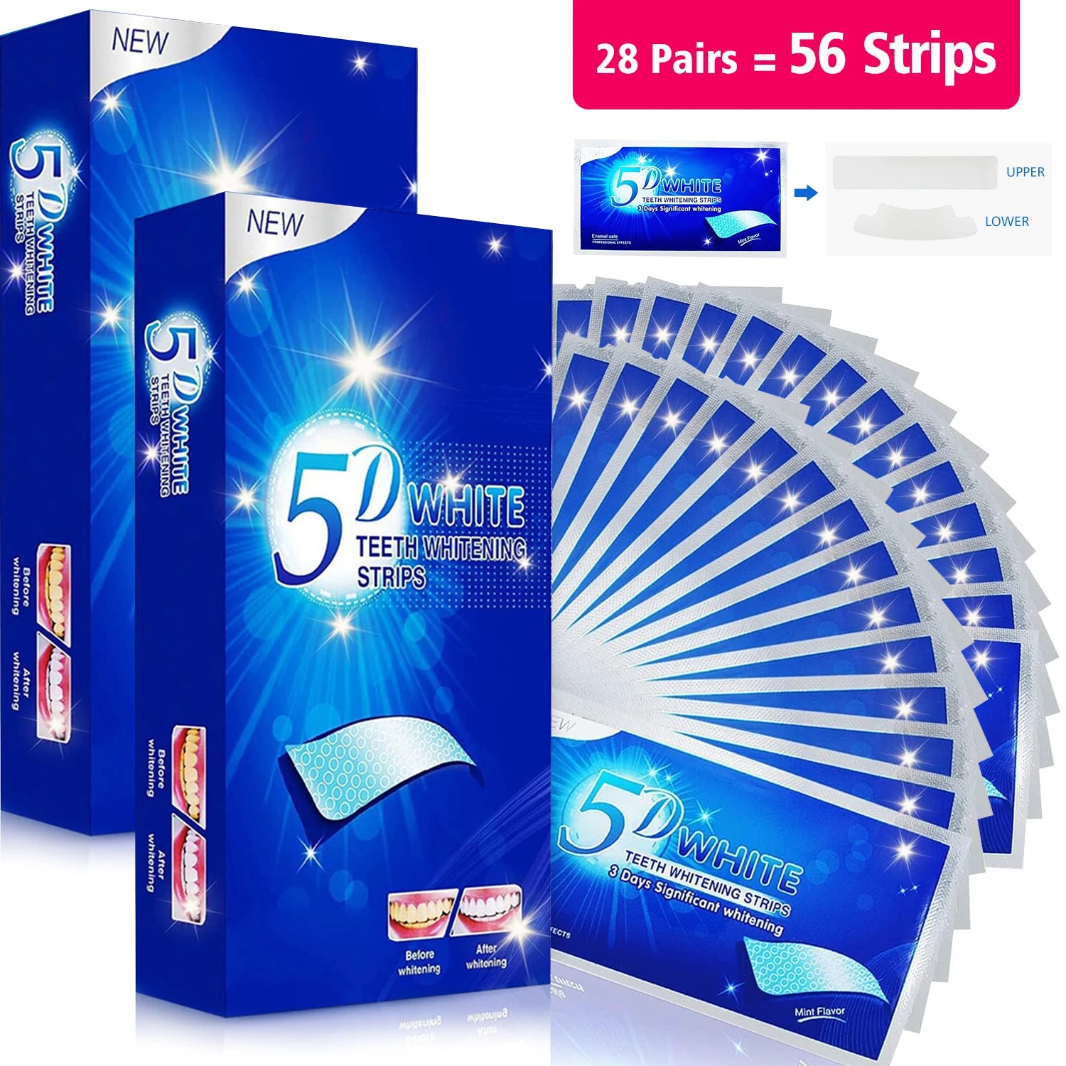 Teeth Whitening Strips - Reduced Sensitivity Brightening Kit