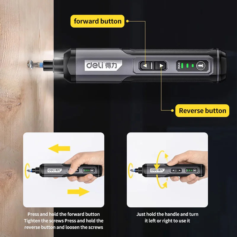 Deli Mini Precision Electric Screwdriver Set - 2000mAh USB Rechargeable
