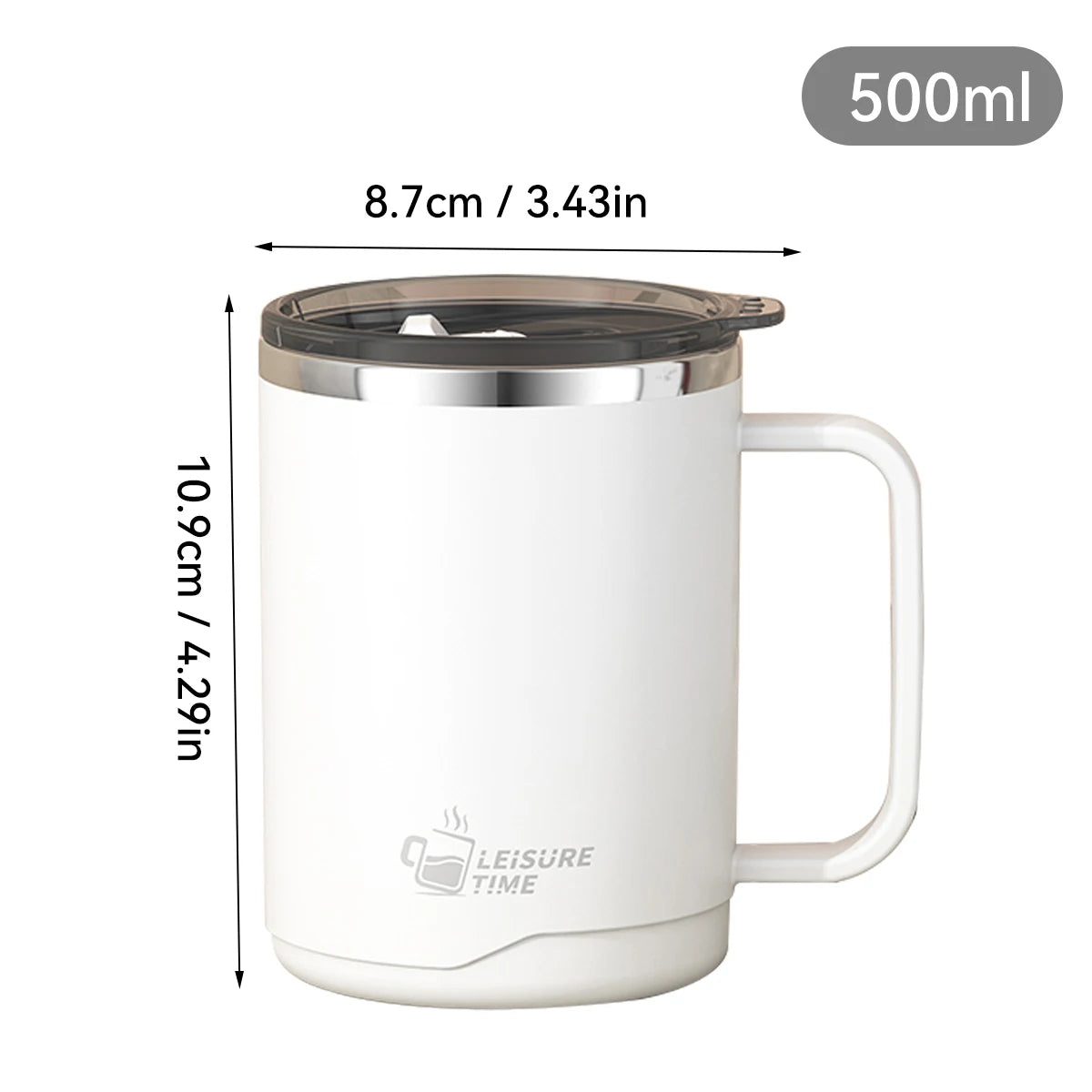 WORTHBUY Insulated Stainless Steel Coffee Mug with Handle (500ml)