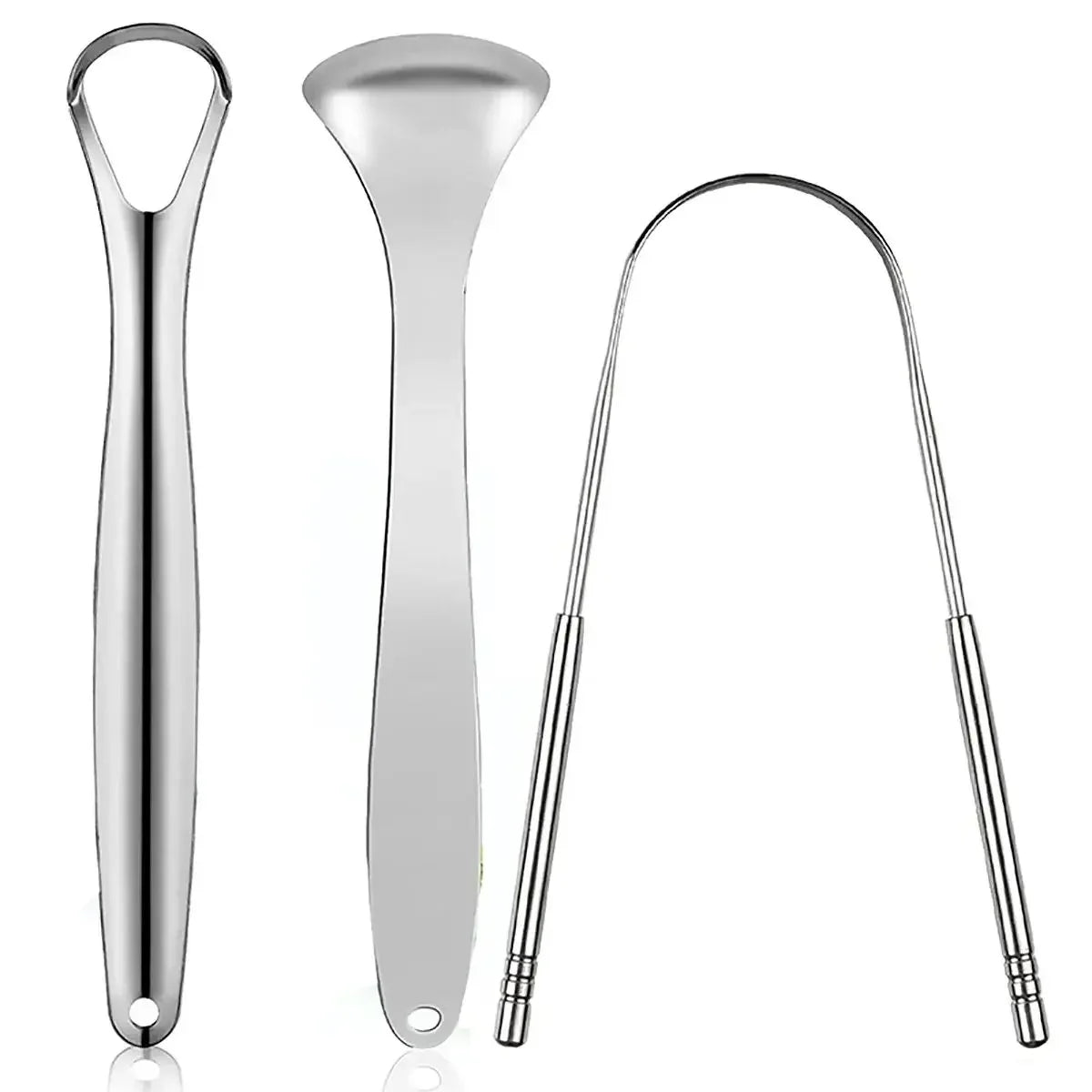Stainless Steel Tongue Scraper Set - Fresh Breath Oral Care Kit