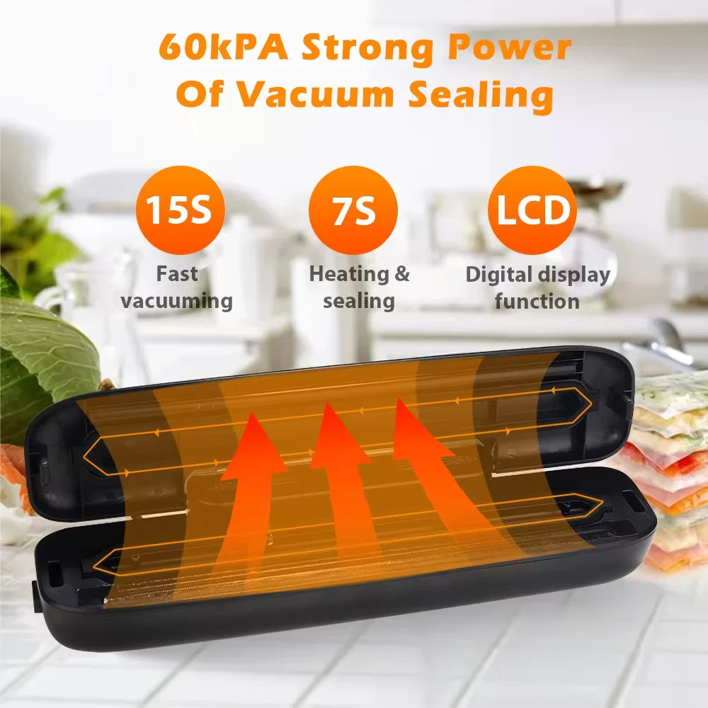 Compact Vacuum Sealer Machine - 60kPa Powerful Food Saver