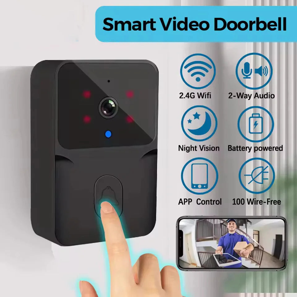 Wireless WiFi Video Doorbell - HD Smart Home Security Camera with Two-Way Audio, Night Vision & Voice Changer