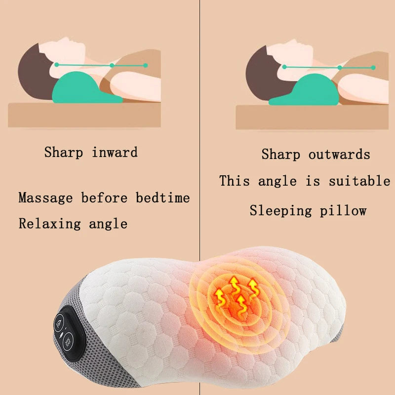 Heated Memory Foam Neck & Lumbar Massage Pillow - USB Powered