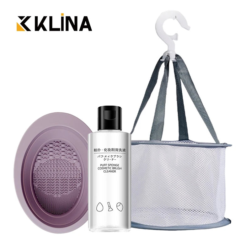 2-in-1 Makeup Brush Cleaner Bowl & Air-Drying Net Set