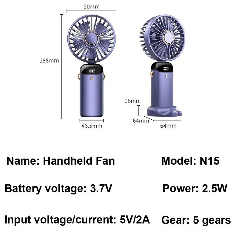 4-in-1 USB Handheld Mini Fan - Foldable Portable Neck Hanging Fan go