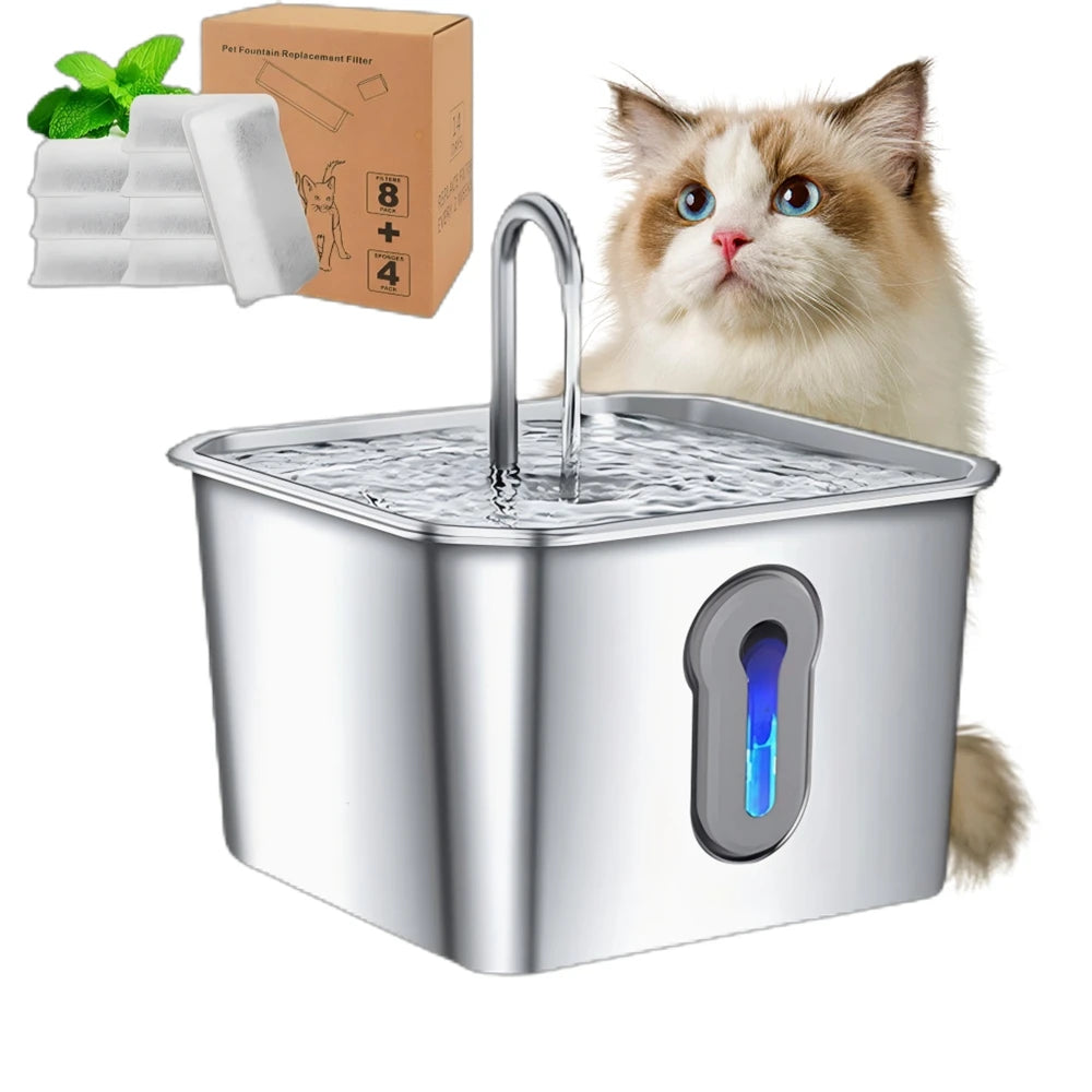 Ultra-Quiet Stainless Steel Automatic Cat Water Fountain (4L)