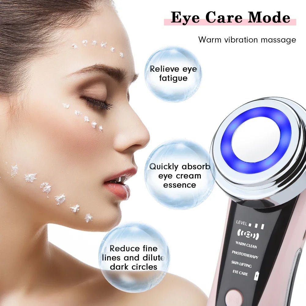 5-in-1 LED Light Therapy Facial Massager - Sonic Ion Skin Tightening Device