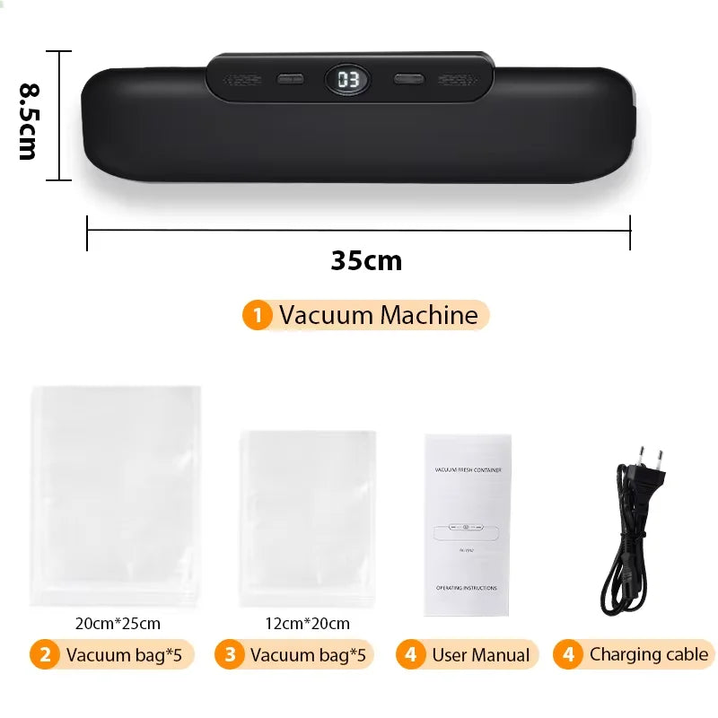 Compact Vacuum Sealer Machine - 60kPa Powerful Food Saver