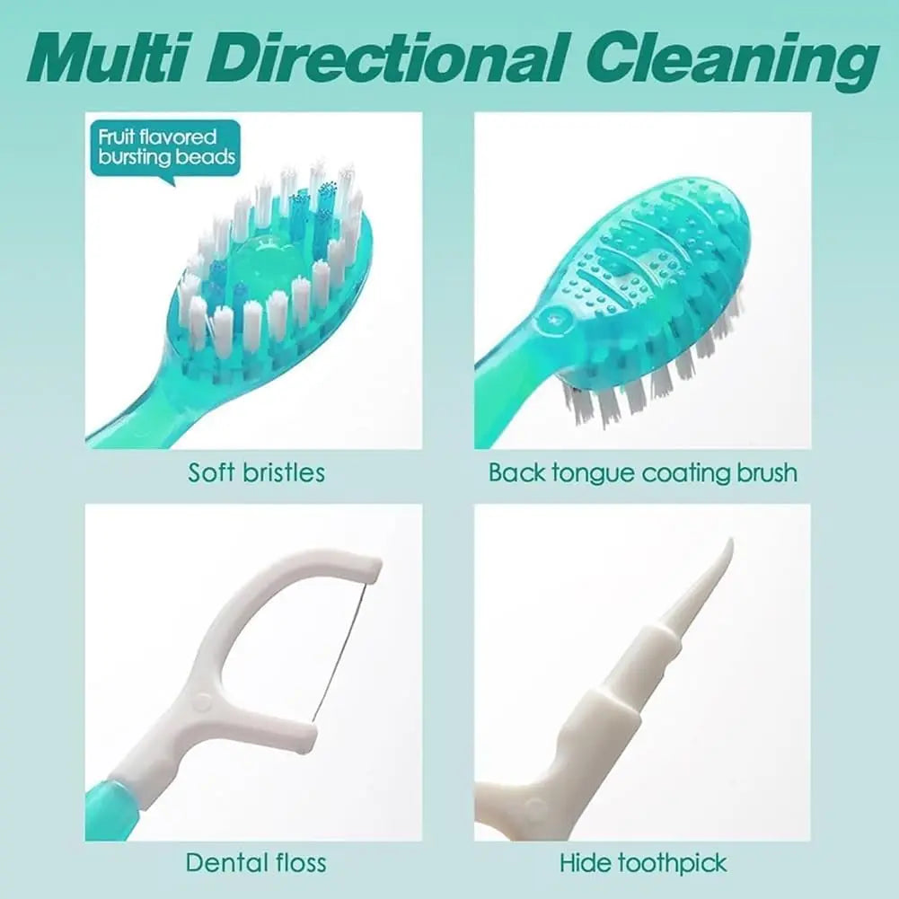 12-Pcs Mini Disposable Travel Toothbrushes with Built-in Gel Bead