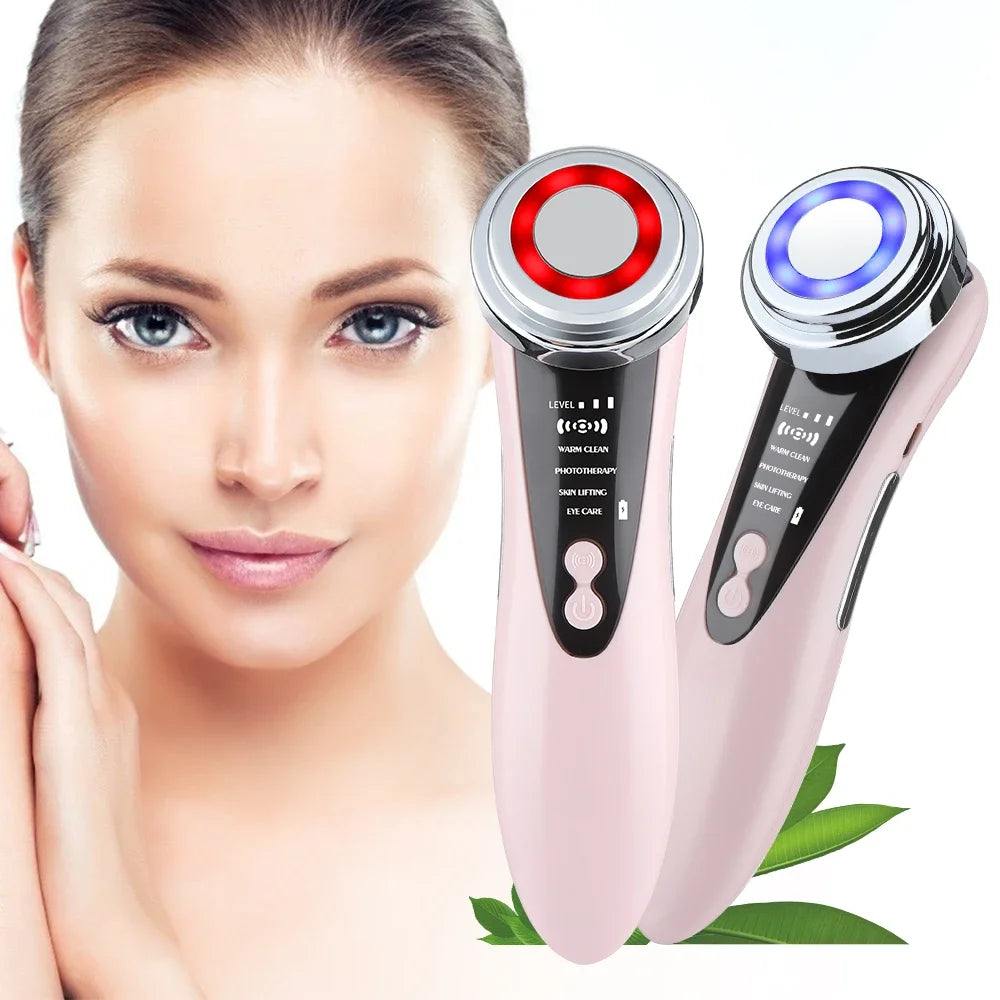 5-in-1 LED Light Therapy Facial Massager - Sonic Ion Skin Tightening Device