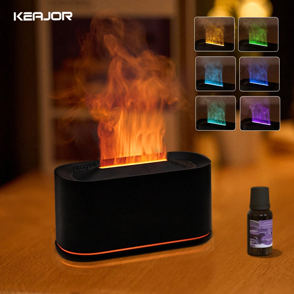 Flame Air Humidifier & Essential Oil Aroma Diffuser with LED Light