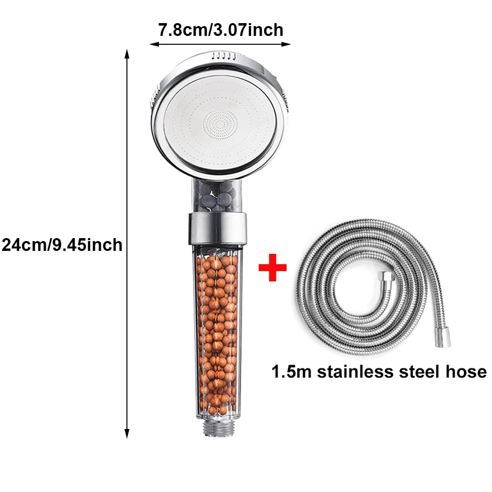 High-Pressure Ionic Filtered Shower Head with Mineral Beads