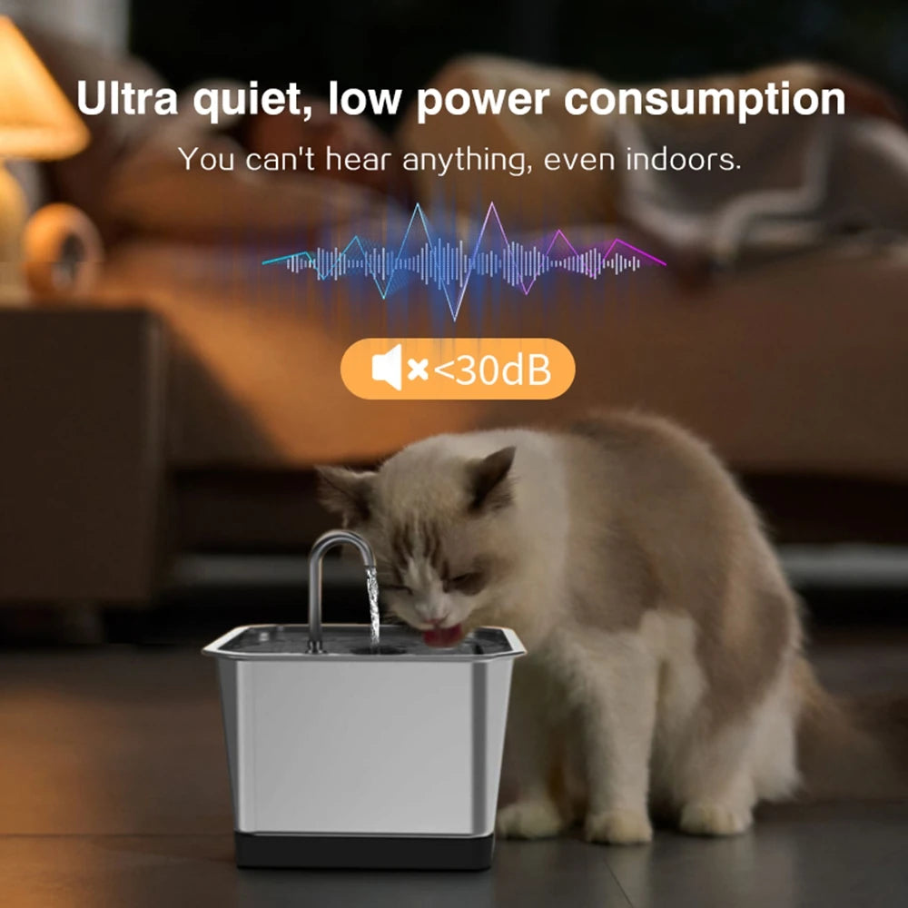 Ultra-Quiet Stainless Steel Automatic Cat Water Fountain (4L)
