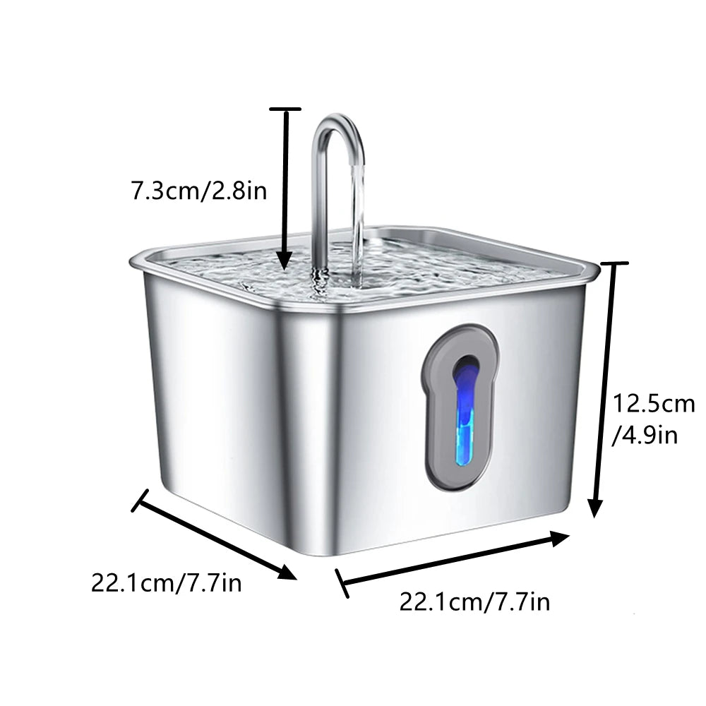 Ultra-Quiet Stainless Steel Automatic Cat Water Fountain (4L)