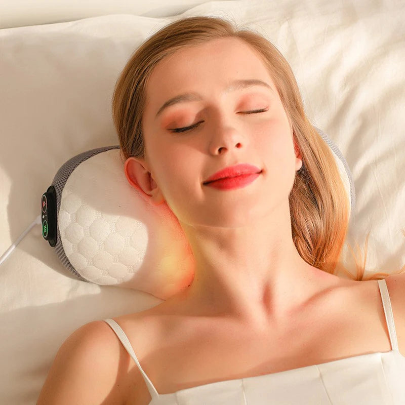 Heated Memory Foam Neck & Lumbar Massage Pillow - USB Powered