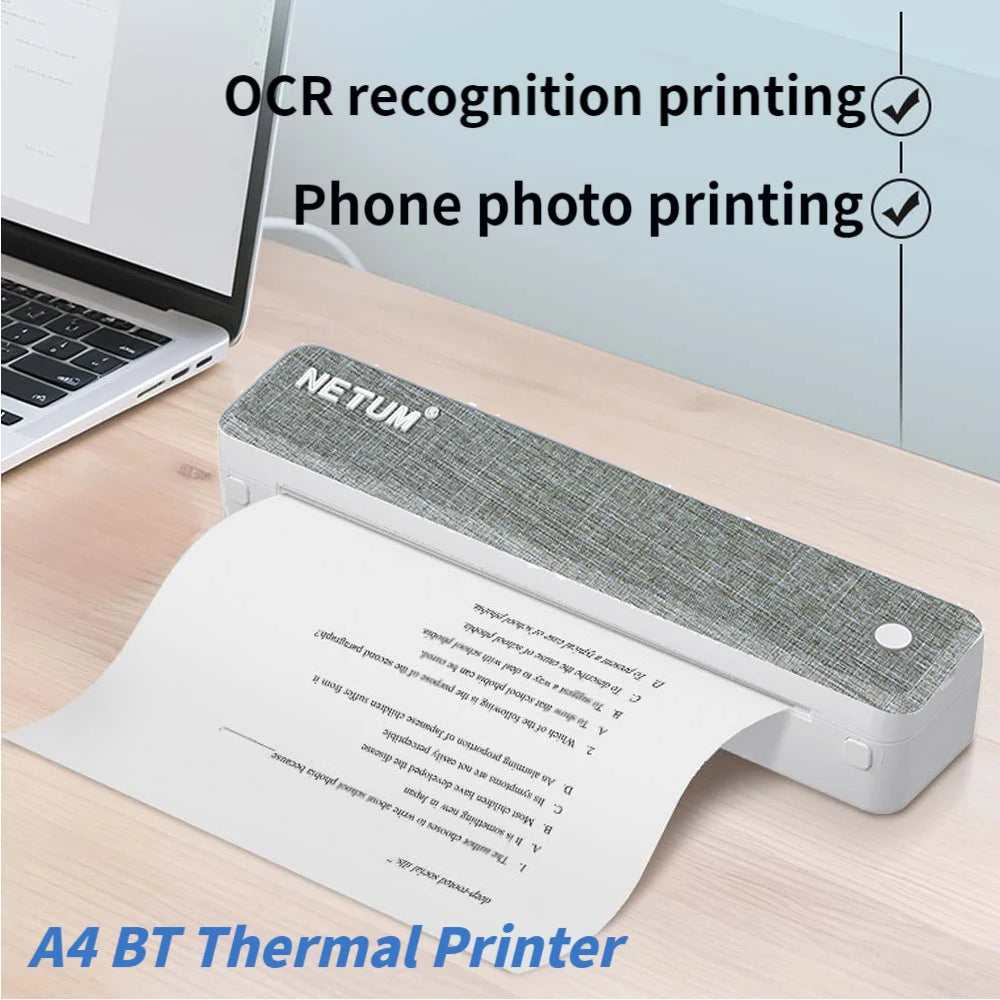 PrintGo A4 Portable Thermal Printer: Inkless Bluetooth Mobile Printing