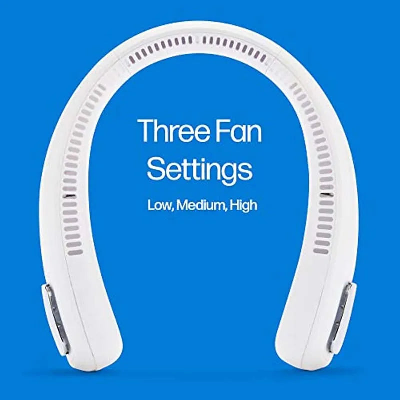 Portable Bladeless Neck Fan - 3-Speed USB Rechargeable Air Cooler