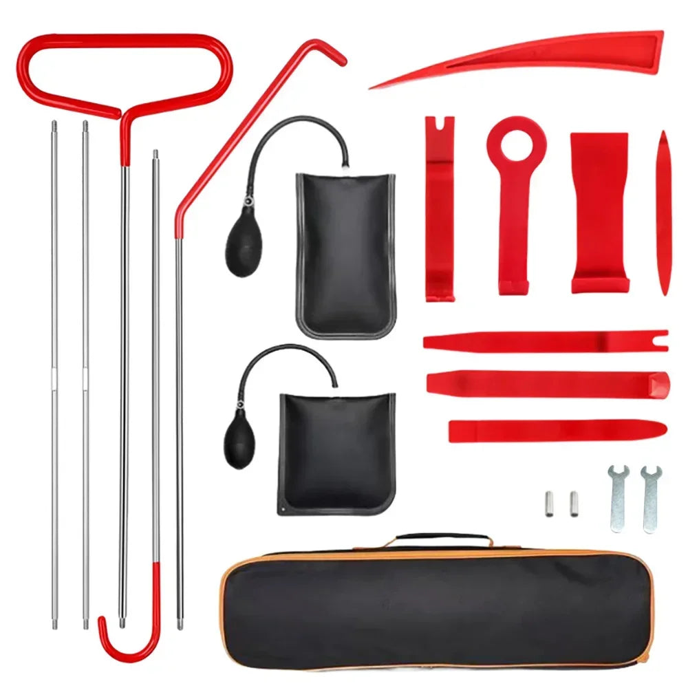 Professional Car Emergency Lockout Kit - Long Reach Grabber & Air Pump Wedge Tool Set